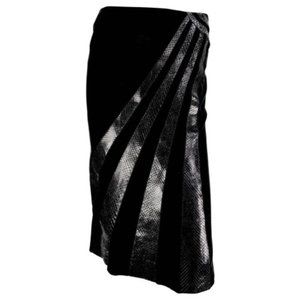 F/W 2000 Vintage Versace Black Leather Suede Skirt with Python Detail